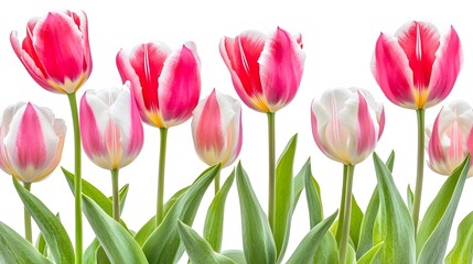 Fototapeta premium Vibrant Pink and White Tulips Spring Flowers Bouquet