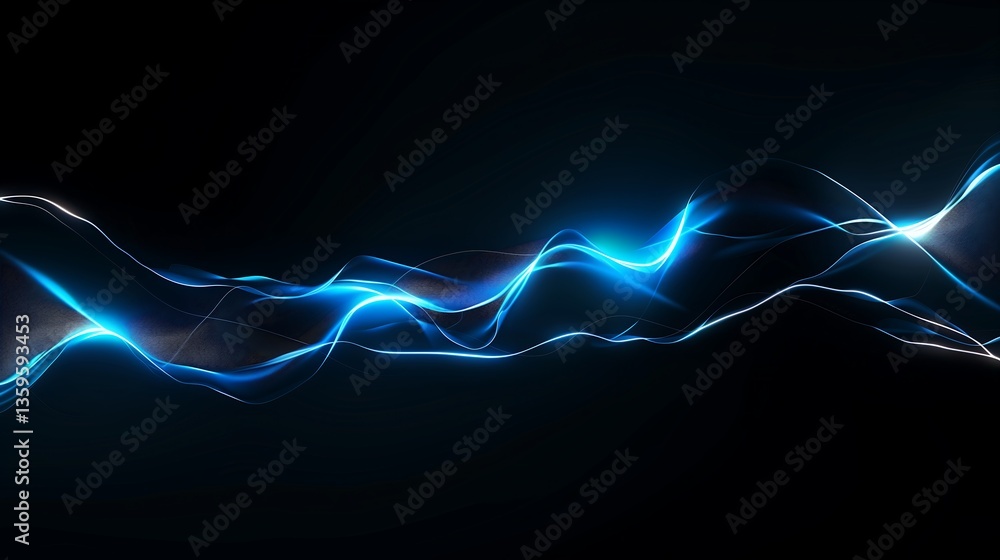 Aufkleber a minimalistic abstract technology wallpaper with smooth flowing waveforms of light, dark gradient s