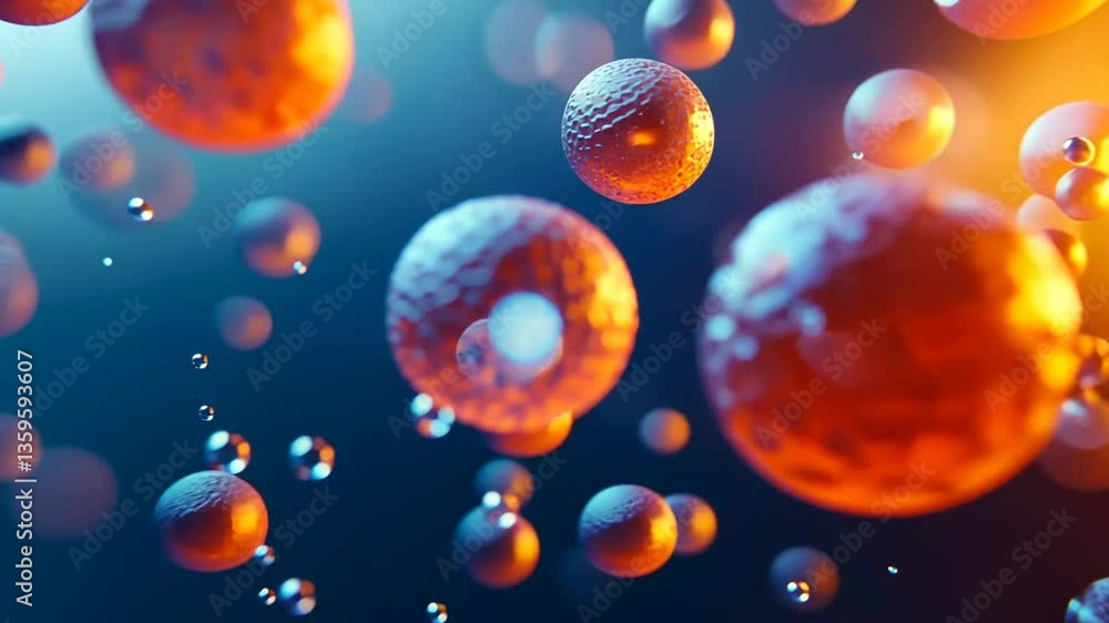 Aufkleber exploring the intricate world of microscopic spheres in vivid colors captured in an abstract environ