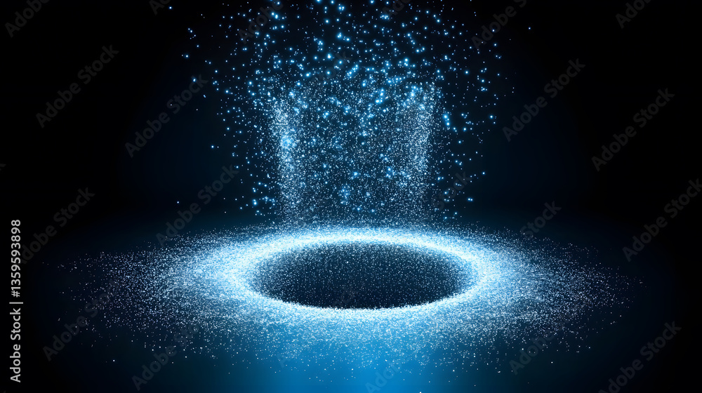 Poster Abstract representation of particles flowing into a central void