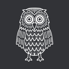 Stylized Little Owl Illustration on Dark Background