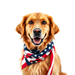 Patriotic Golden Retriever Wearing Flag Colors for National Celebration