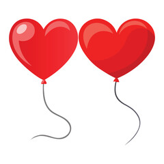 Floating Red Heart Balloon with String on White