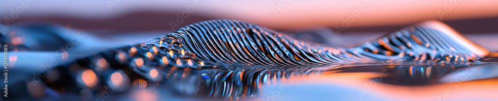 Poster abstract metallic undulating surface with linear texture