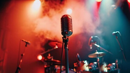 Microphone music vibrant background headphones rhythm playlist colorful relaxation sound mixer play disco funky dj Professional studio microphone recording podcasts broadcasting concept