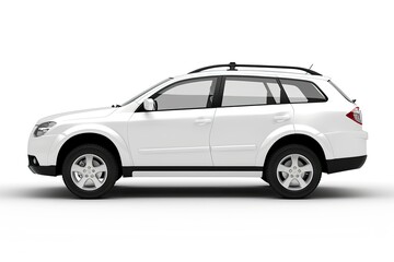 Fototapeta premium Ultra Hd Picture of White Suv Car Isolated on White Background with Clipping Path Side View