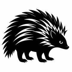 Porcupine vector Silhouette on white background
