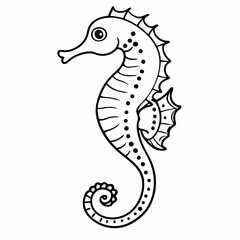 Fototapeta premium Intricate Seahorse Illustration in Black and White Line Art Style