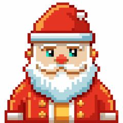 Pixel Art Santa Claus in Red Outfit  Festive Christmas Illustration
