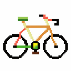 Obraz premium Colorful Pixel Art Bicycle Illustration for Retro Digital Design