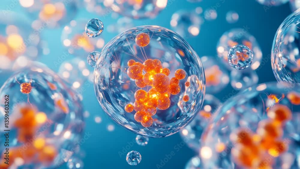 Aufkleber discovering the fascinating world of microscopic cells with vibrant colors and intricate structures