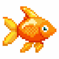 Fototapeta premium Vibrant Pixel Art of an Orange Goldfish with Detailed Fins and Scales