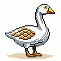 Obraz premium Pixel Art Goose Illustration Retro Gaming Style Wild Bird Graphics