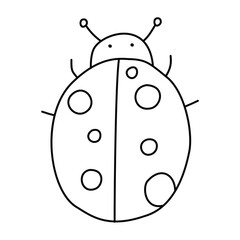 Ladybug in doodle style, linear, isolated on white background