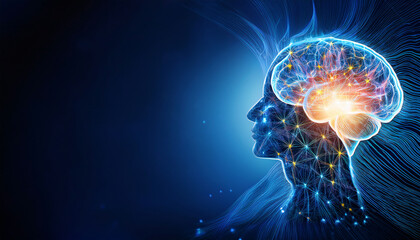 Obraz premium 3-4-139-Mindfulness and computational neuroscience. Emphasize the negative space on the Left for pot (2)