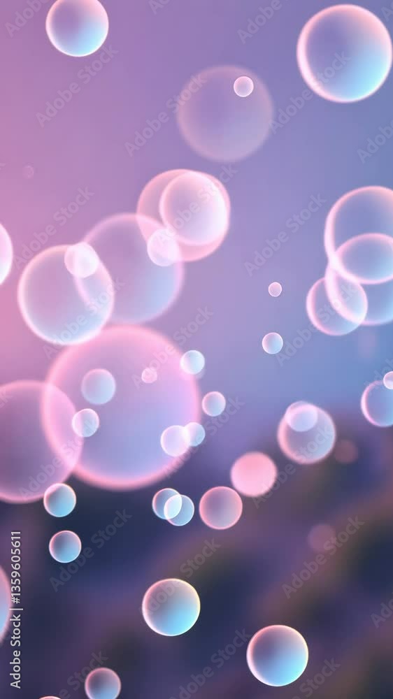 Poster A purple background with many small pink and blue circles. The circles are of different sizes and are scattered throughout the image
