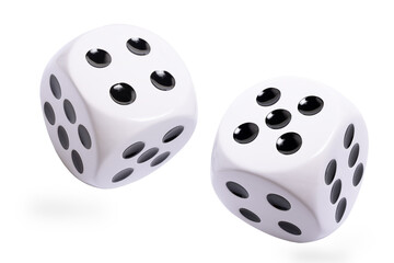Isolated large white dice with black dots on white background, template of  dice, gambling...