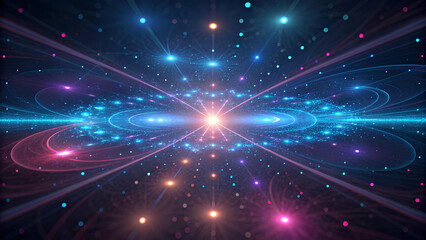 Naklejka premium hitech background vibrant hitech background filled with swirling colors and luminous particles creates mesmerizing cosmic scene