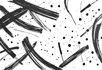 Abstract black ink strokes, chaotic vector doodles on white, bold, random