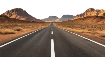 Road vanishing through scenic desert under clear sky looks calm