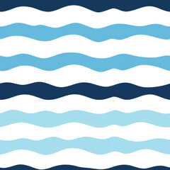 Soft flowing blue wave stripes with nautical and serene design