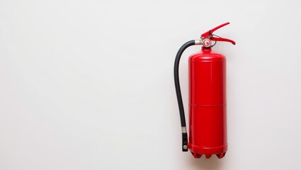 Obraz premium Red Fire Extinguisher on White Wall