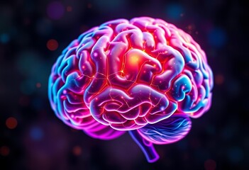 Obraz premium Abstract brain with fading memory pathways, signifying Alzheimer's and dementia, treatment, memory loss