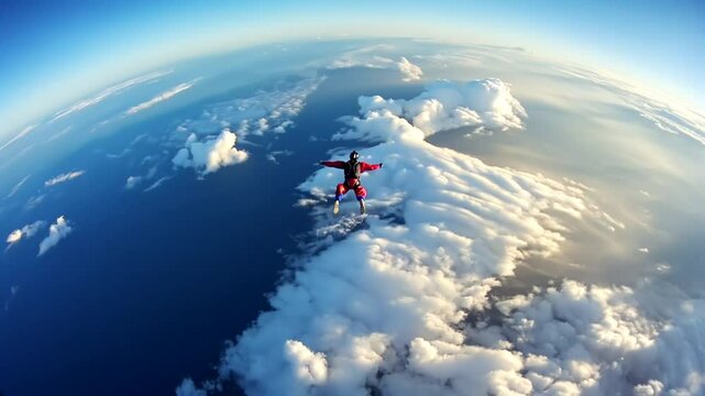 Skydiving Over Clouds: A Breathtaking Aerial View