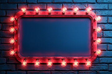 A Vintage Neon Sign Frame against a textured Brick Wall, creating an artistic atmosphere