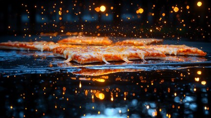 Naklejka premium Delicious Pizza Slices Melted Mozzarella Culinary Perfection Food Photography High Res