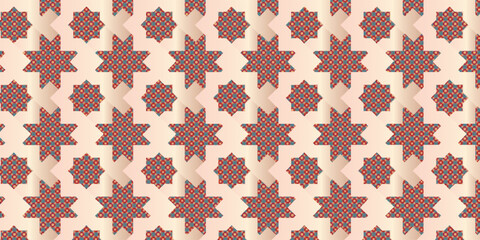Arabic pattern background. Islamic gold ornament vector. Geometric 3d shape.