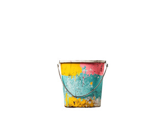 Colorful paint bucket, white isolate background