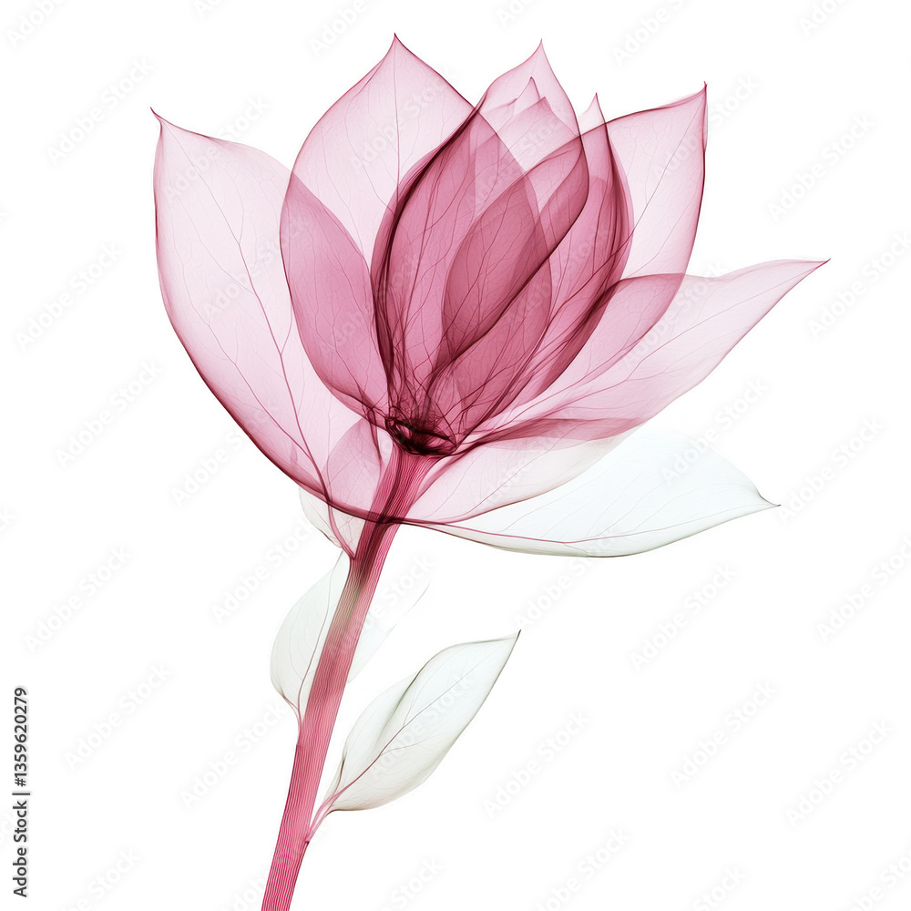 Poster translucent flower design with soft pink hues emphasizing its ethereal quality and artistic represen
