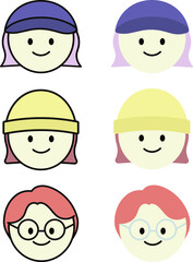 모자를 쓰거나 안경을 쓴 귀여운 여자들