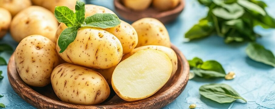 Illustration featuring unripe potatoes and solanine toxicity in a flat design style.