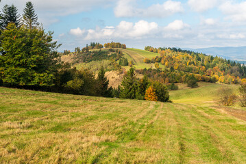 Fototapeta premium Autumn Javorniky mountains near Blatkovci settlement in Slovakia
