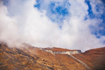 Mount Paungda Danda or Pisang Wall (4755 m), locals call it Swargadwari, Swarga Dwar, which means Gateway to Heaven is located in the Himalayas, in the Manang region, Nepal.
