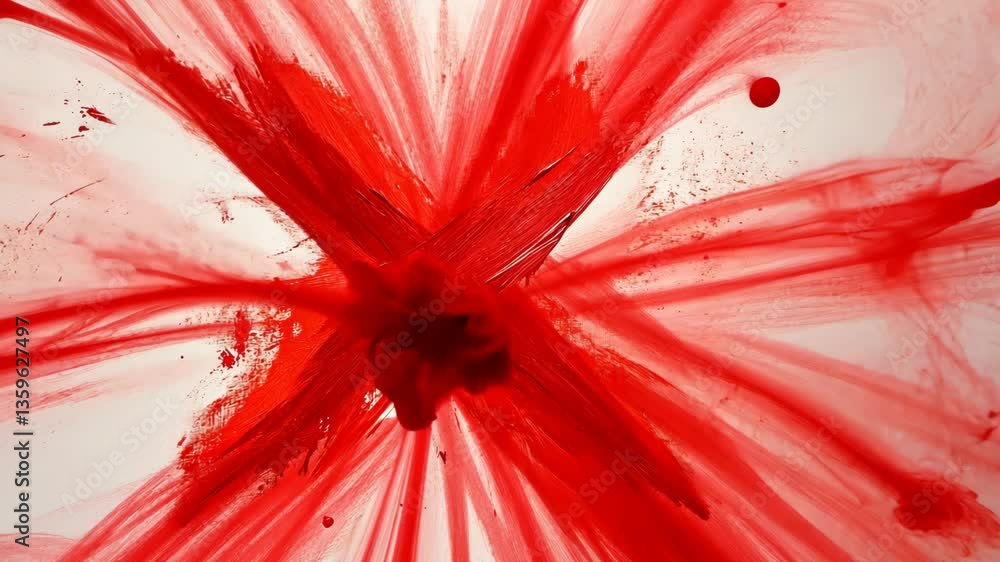 Aufkleber vibrant red paint splashes and strokes create an abstract art piece showcasing dynamic movement and 
