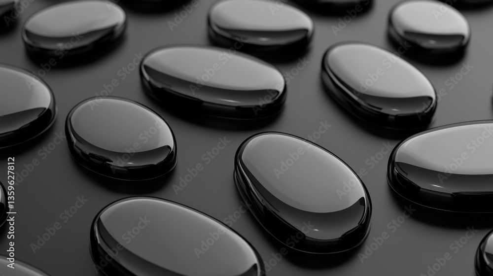 Poster abstract black and grey background with smooth 3d flowing gradient shapes, perfect for modern design