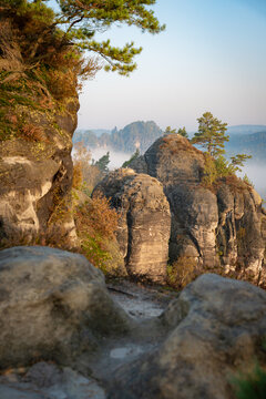 Aufstieg zur Gamrigaussicht, S&auml;chsische Schweiz, Sonnenaufgang, Golden Hour 3