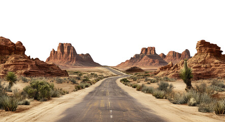 Fototapeta premium Winding road through desert landscape evokes sense of freedom