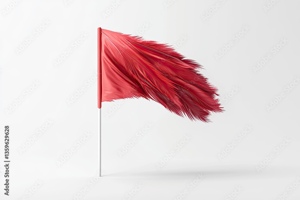 Poster high detail visual of feather flag on white background 3d rendering illustration
