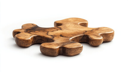 Fototapeta premium Wooden puzzle piece. Rich brown tones.