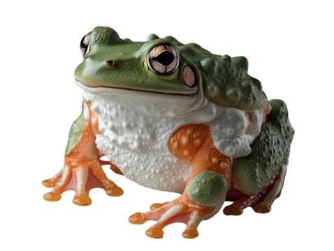 Colorful frog on a white isolated background