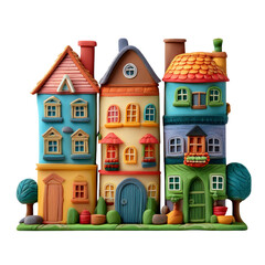 Colorful Toy Houses Made of Clay Displaying Whimsical Architecture