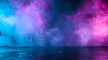 Abstract Render Featuring Colorful Smoke Over A Wet Surface