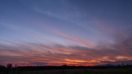 Fototapeta premium Landscape of sunrise sky background with gentle colorful clouds