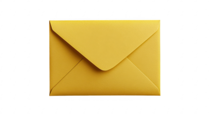a closed yellow envelope resting on a white background symbolizing communication correspondence or a message waiting to be delivered