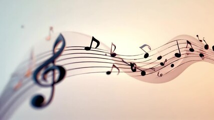 Elegant Musical Notes with Treble Clef Background for Video