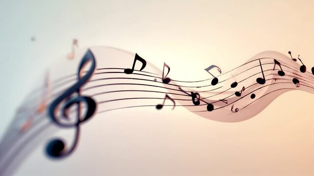Elegant Musical Notes with Treble Clef Background for Video